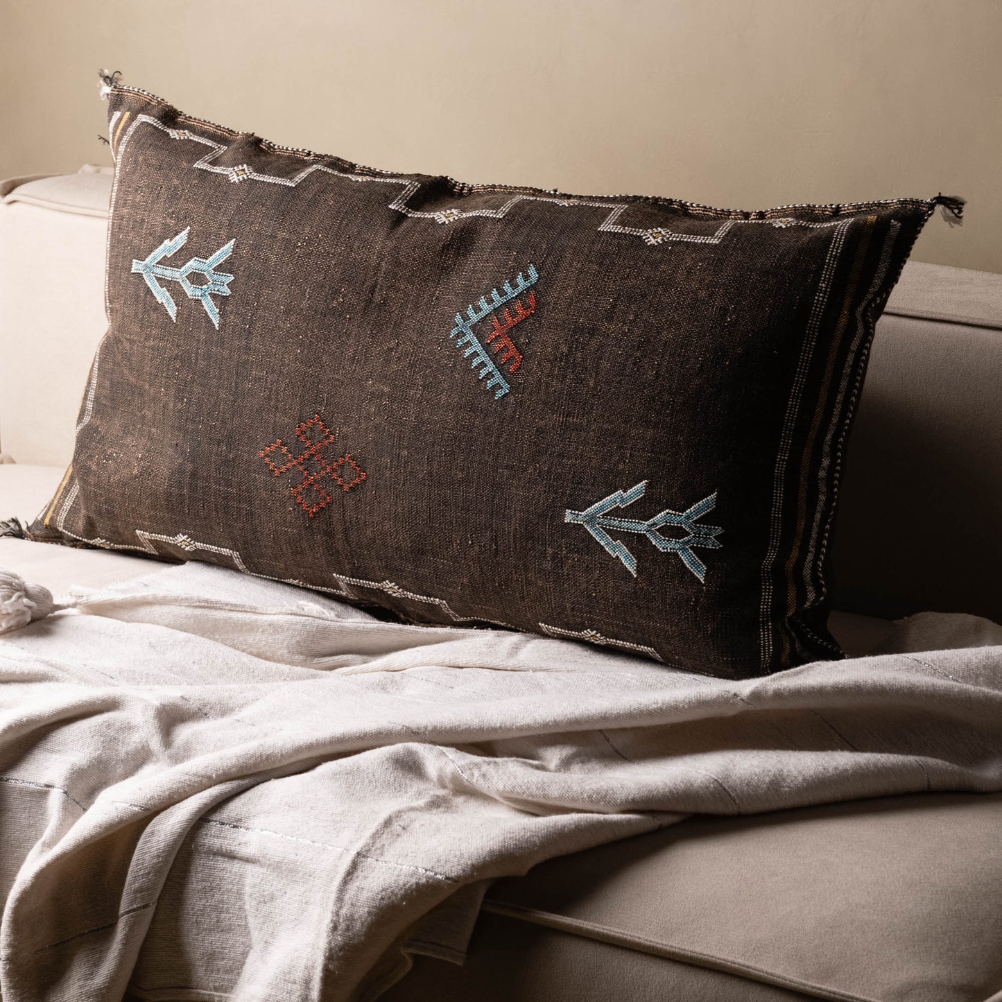 Brown Cactus Silk Pillow Cover
