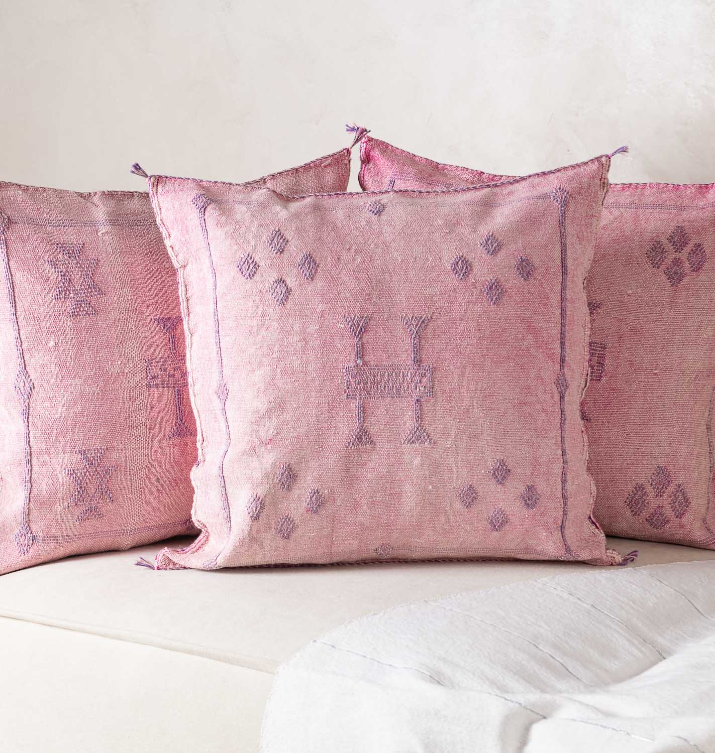 Pink Cactus Silk Pillow Cover