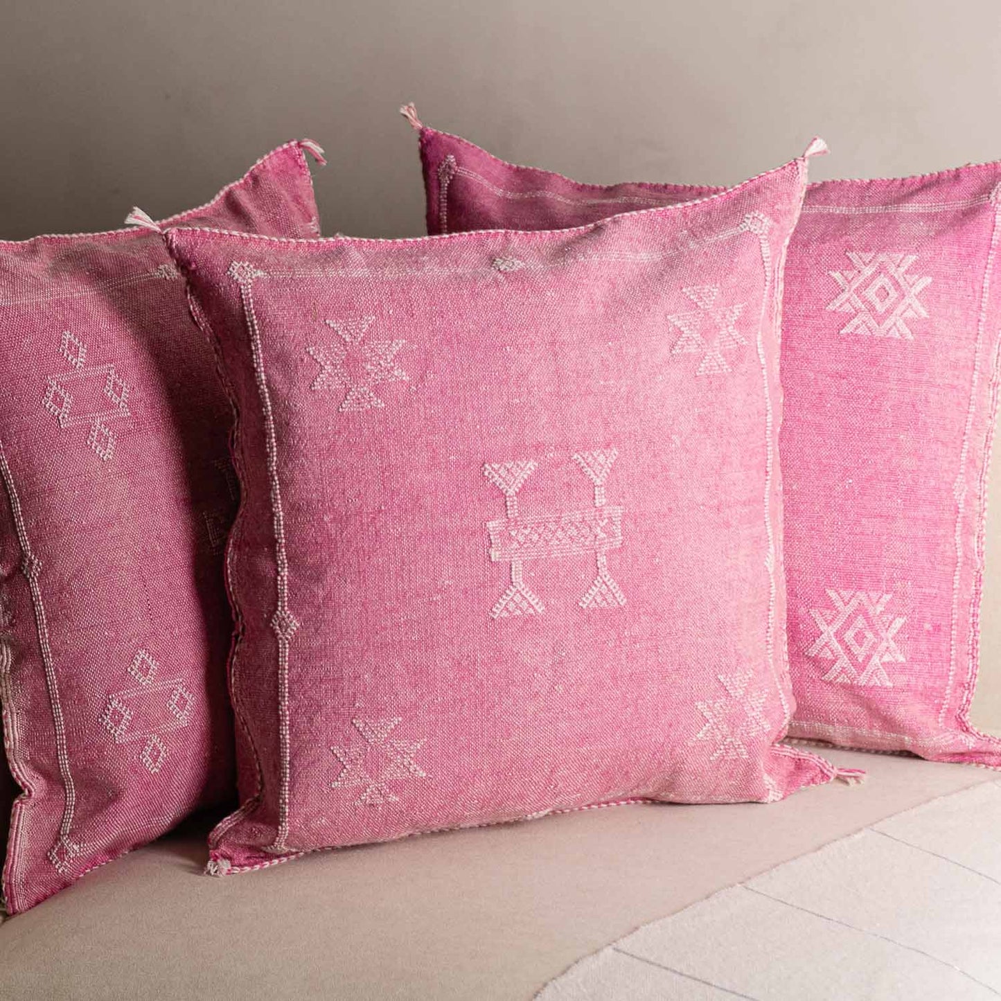 Pink Cactus Silk Pillow Cover