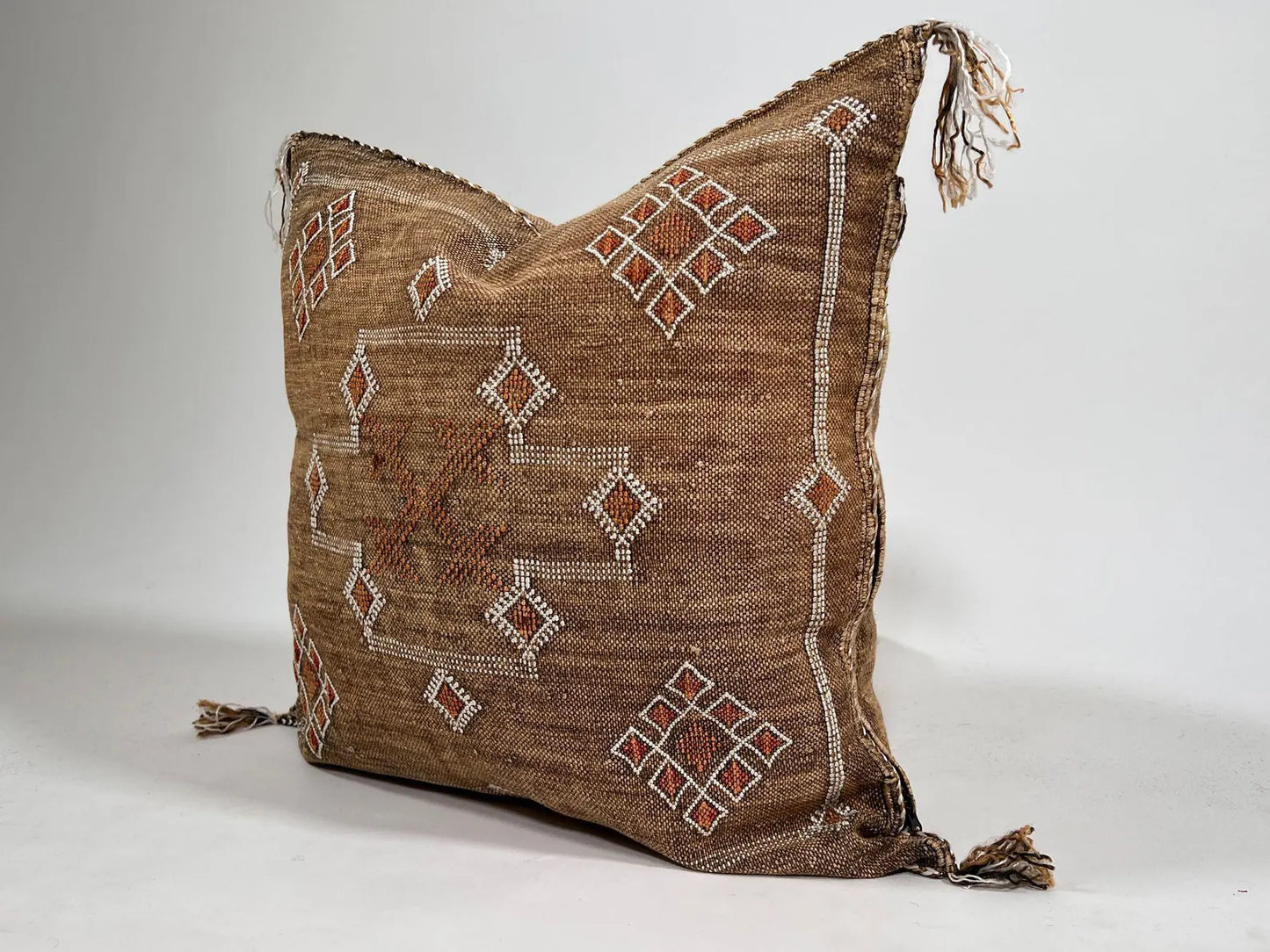 Camel Brown Moroccan Cactus Silk Pillow