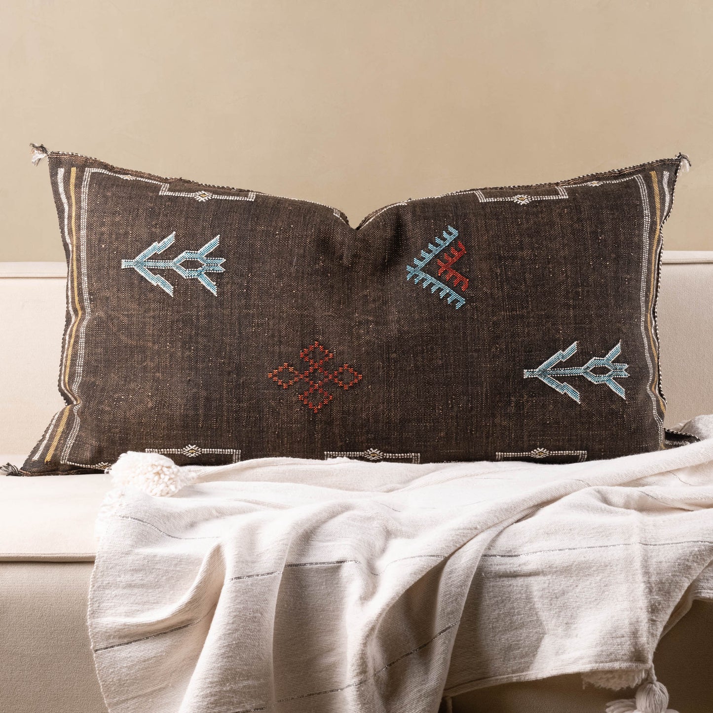 Brown Cactus Silk Pillow Cover