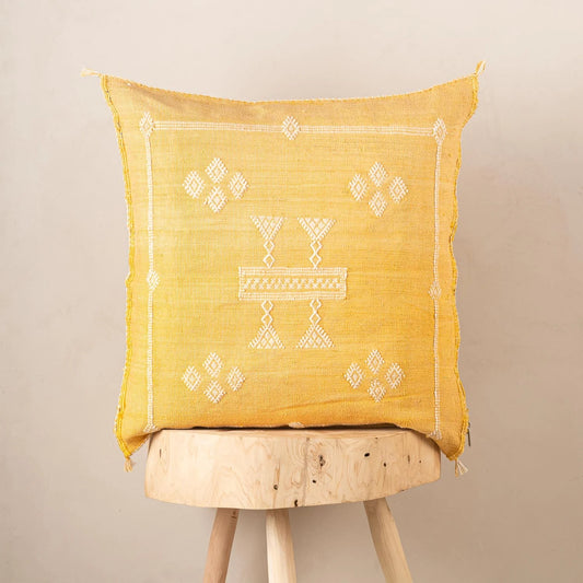 Yellow Cactus Silk Pillow Cover