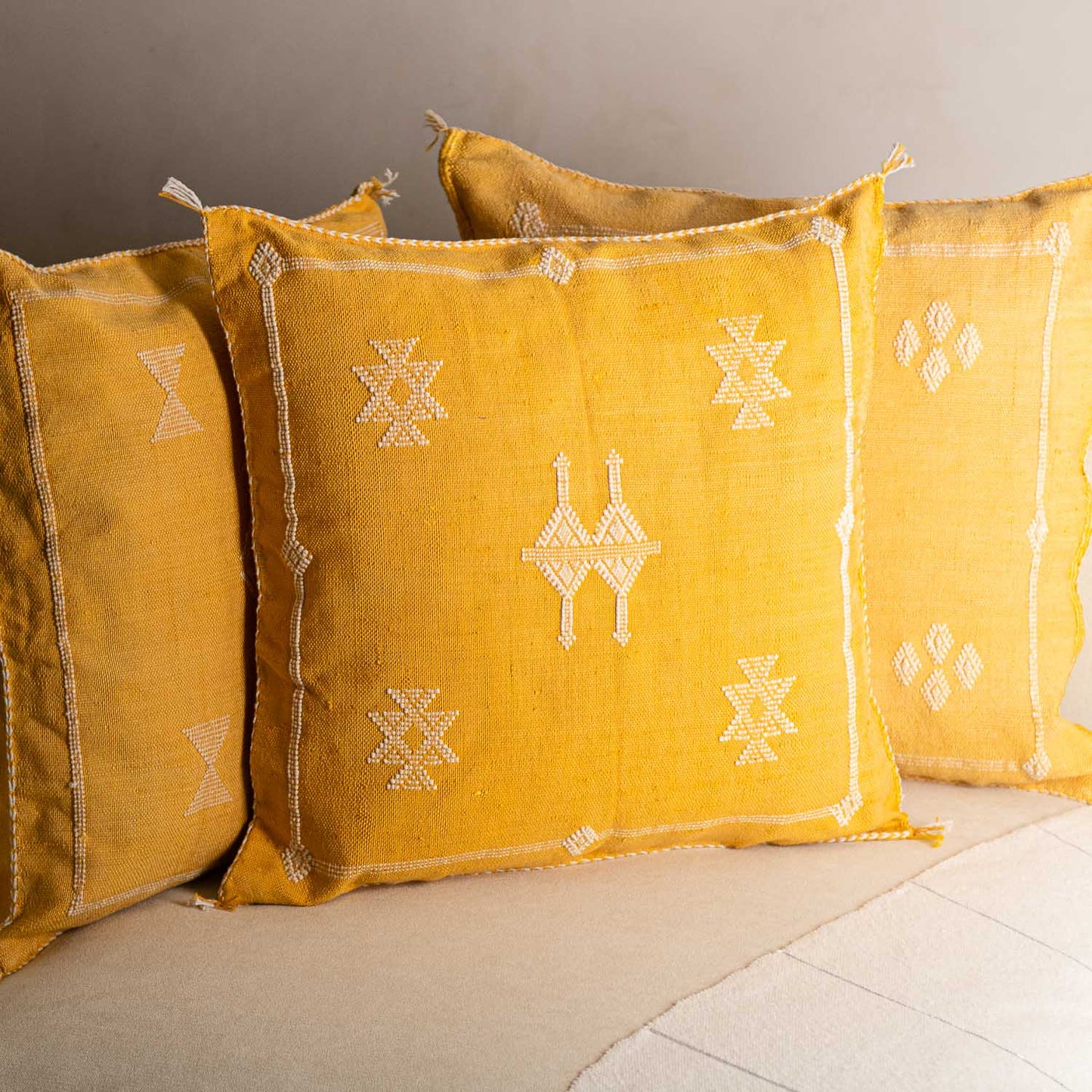 Yellow Cactus Silk Pillow Cover