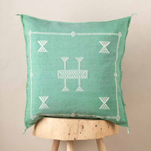 Green Cactus Silk Pillow Cover