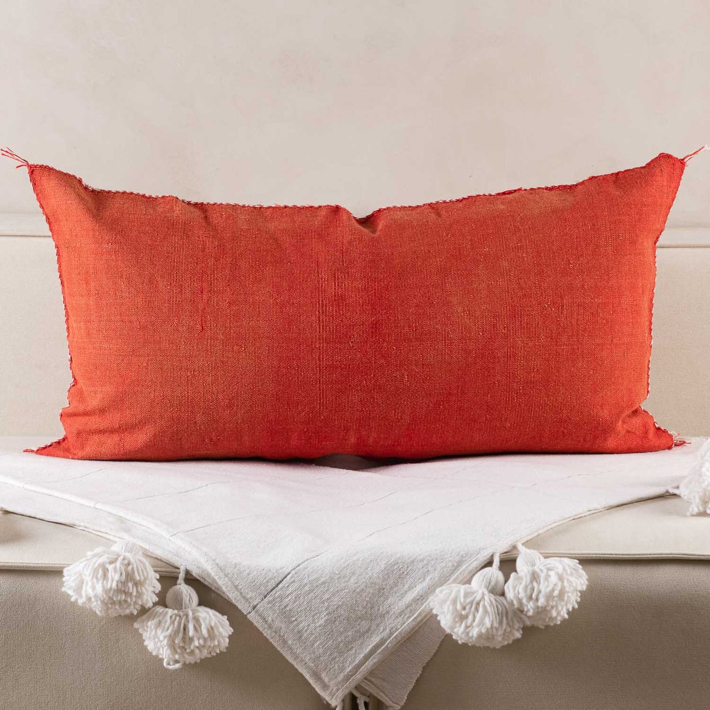 Red Cactus Silk Pillow Cover