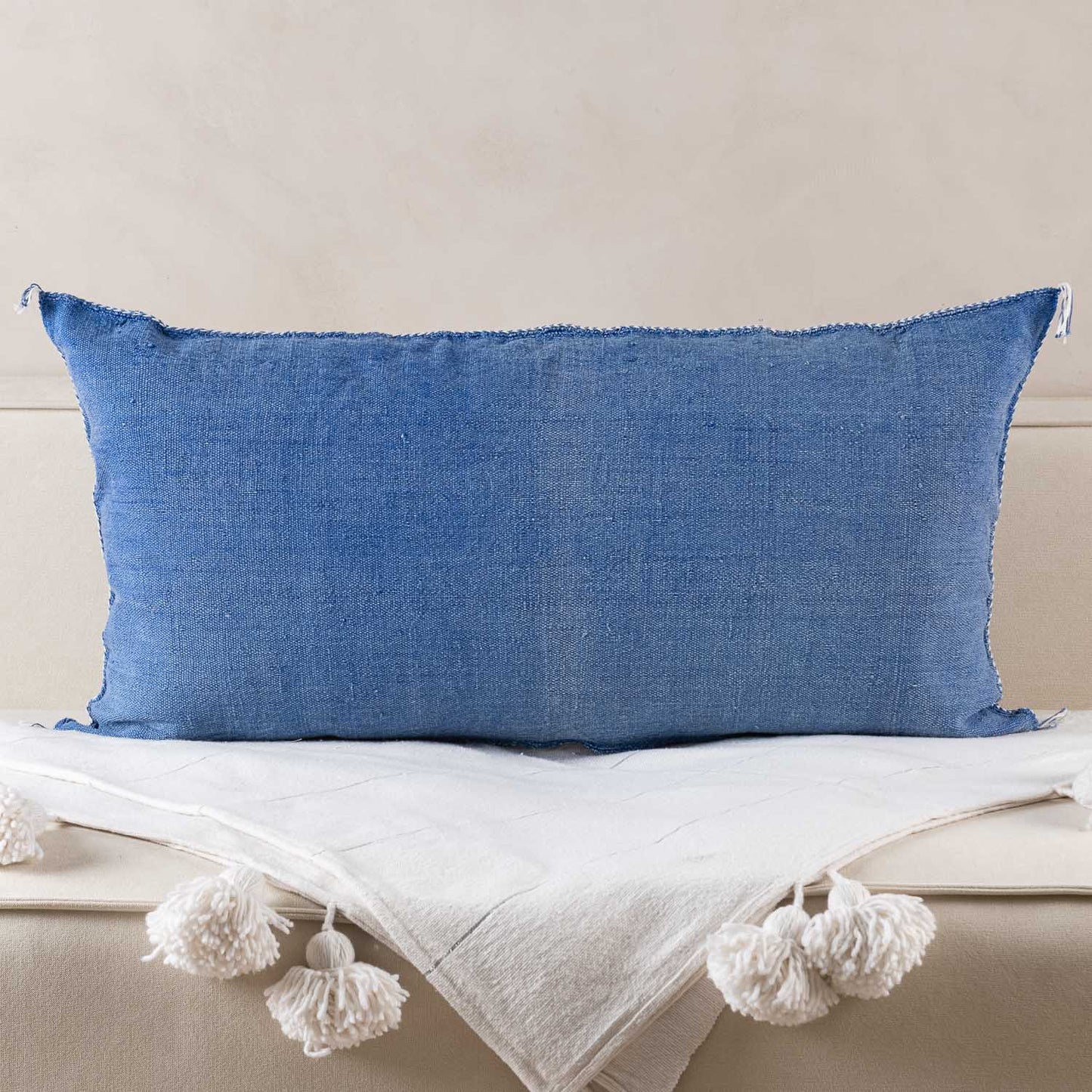 Blue Cactus Silk Pillow Cover