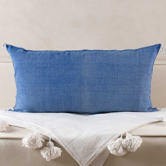Blue Cactus Silk Pillow Cover