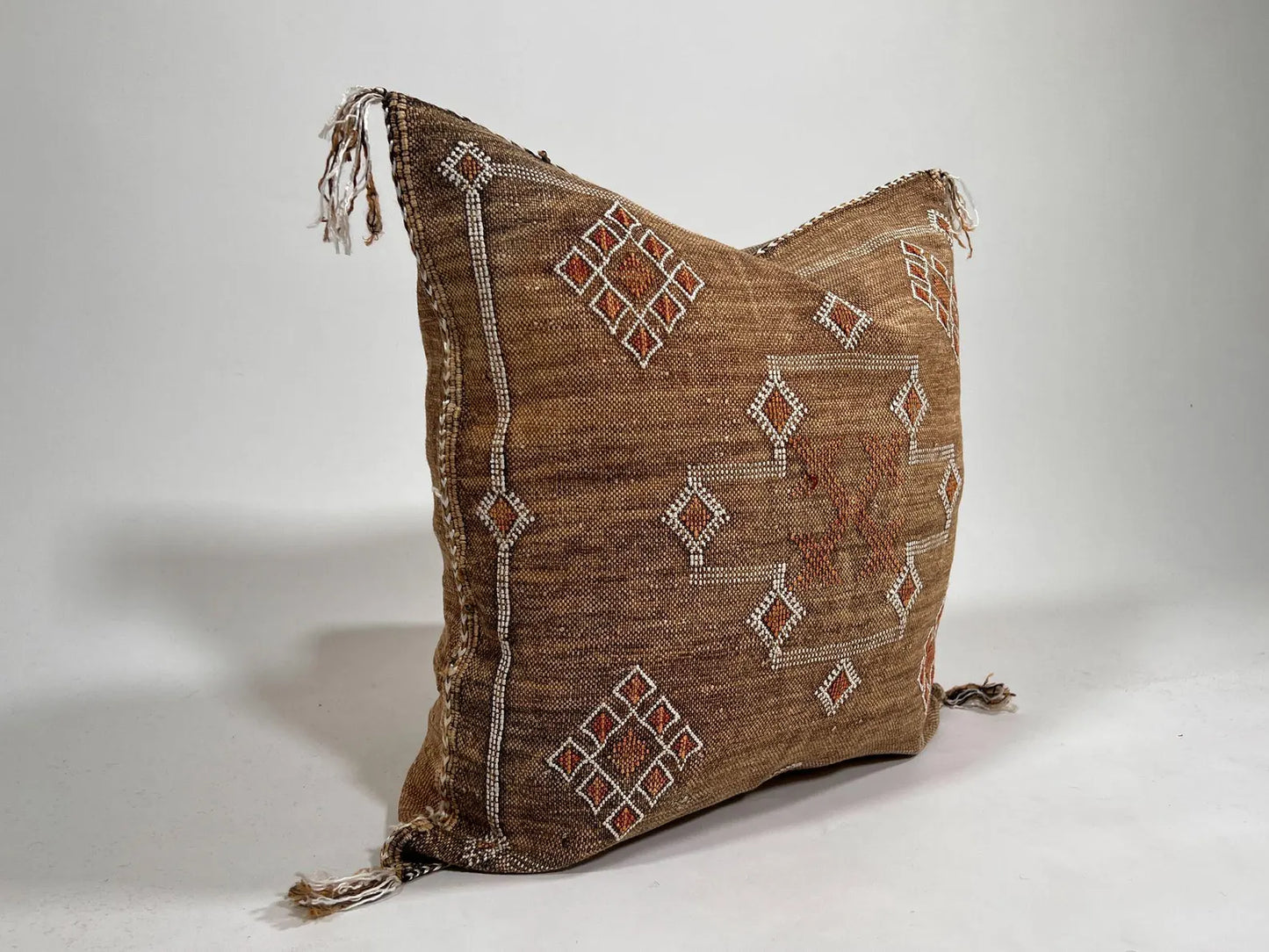 Camel Brown Moroccan Cactus Silk Pillow