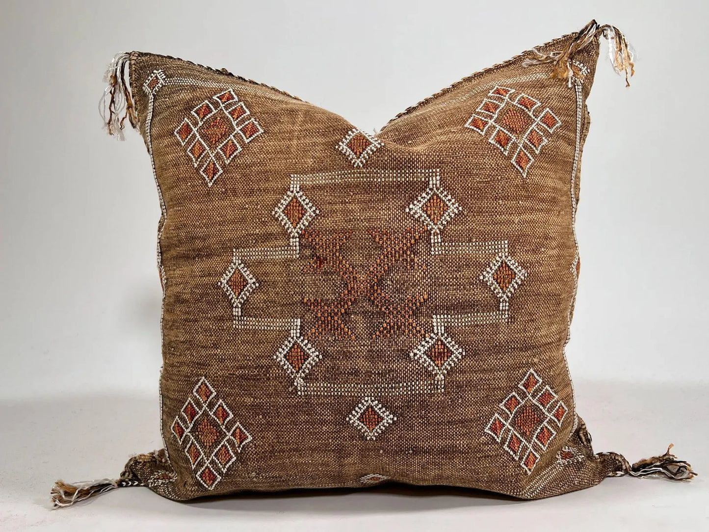 Camel Brown Moroccan Cactus Silk Pillow