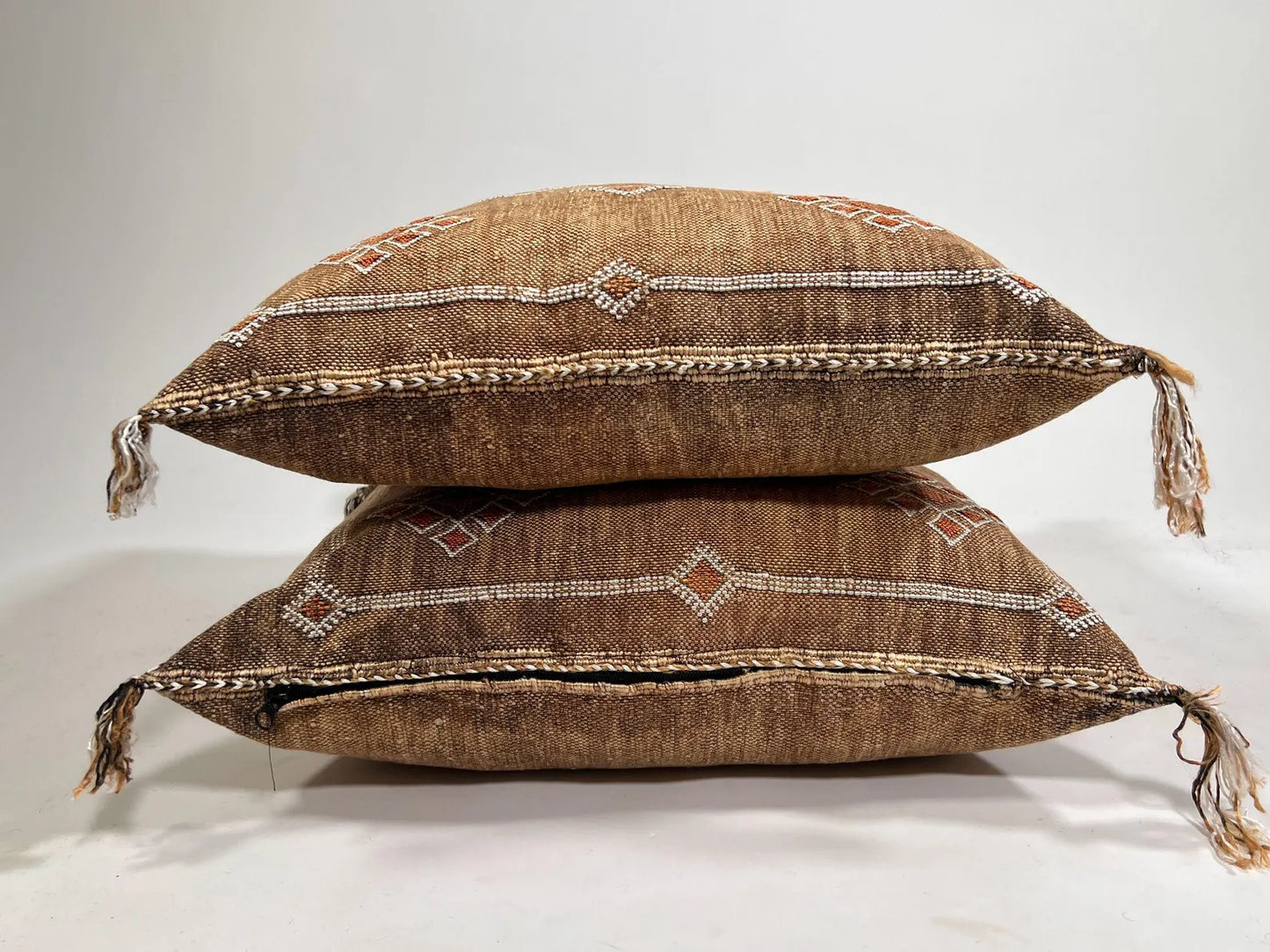 Camel Brown Moroccan Cactus Silk Pillow